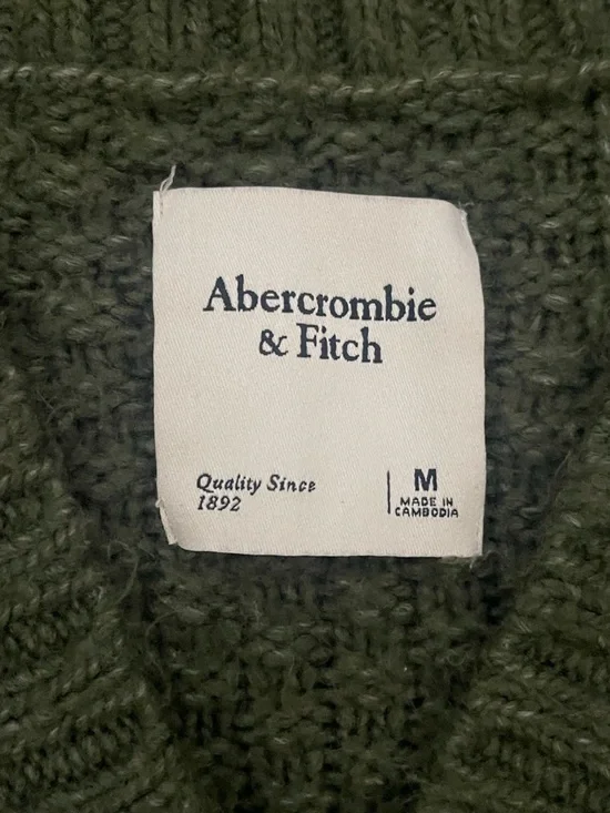Abercrombie & Fitch Olive Green Cable Knit Button Cardigan - Picture 2 of 10